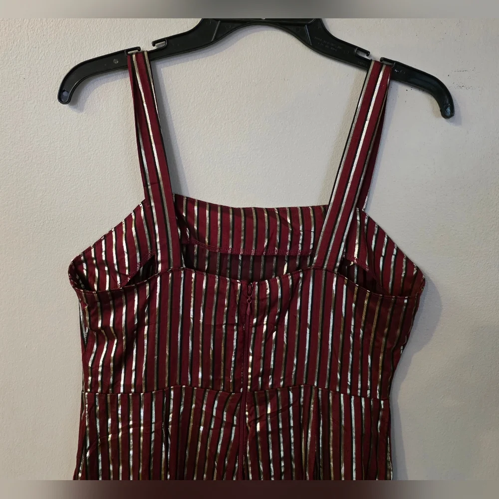 NWT Show Me Your MuMu Yvonne Metallic Striped Jumpsuit Size Small
